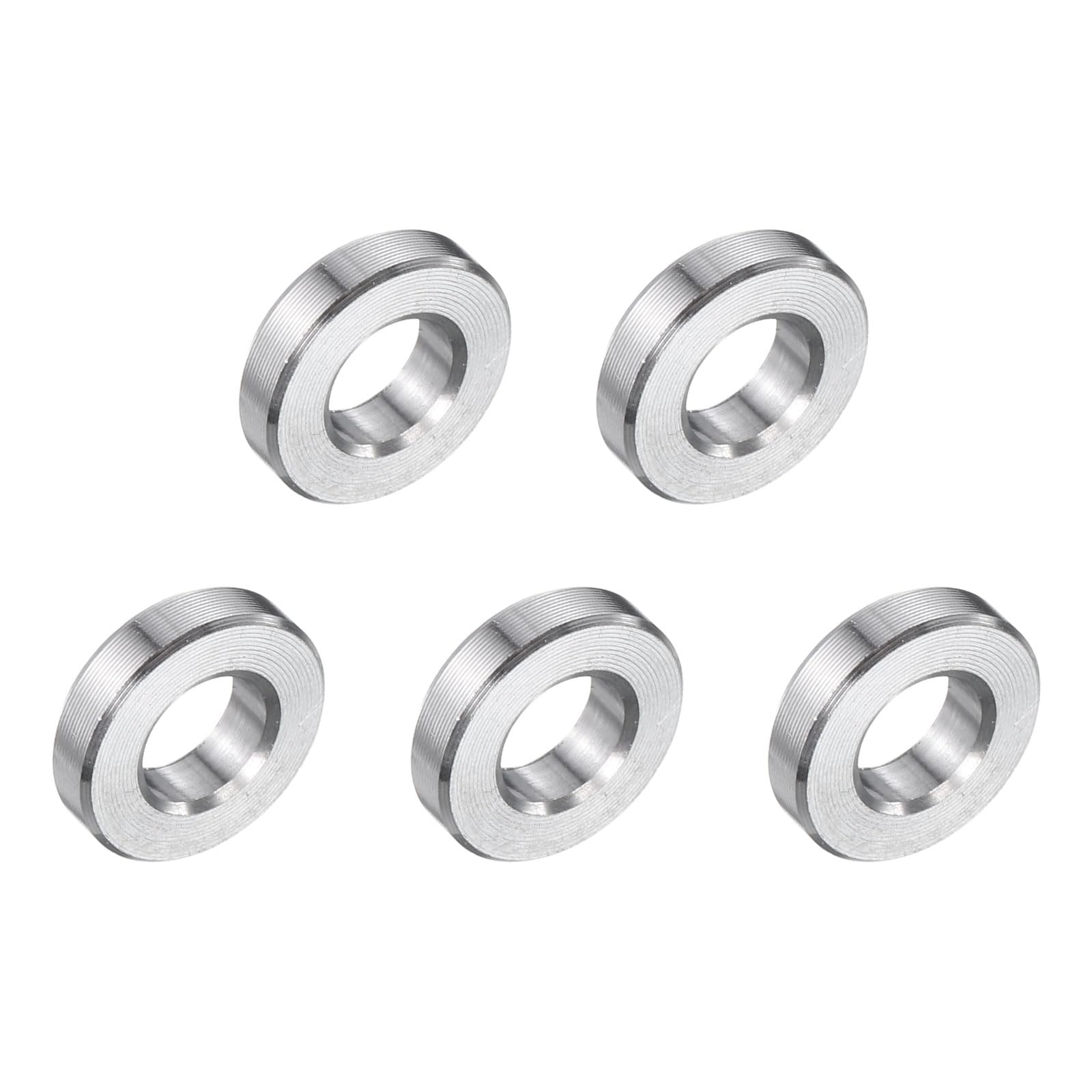 uxcell 5 Pcs Stainless Steel Spacer 1/4" Bore x 1/2" OD x 1/8" Length Screw Bushing Plain Finish Round Metal Spacer for 1/4" Screws Bolts and Rods
