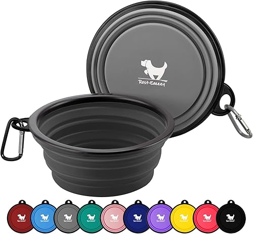 Miniatura 19 de Cuencos plegables para perros para viajes, paquete de 2 cuencos de agua portátiles para perros, gatos y mascotas, plato plegable de alimentación y