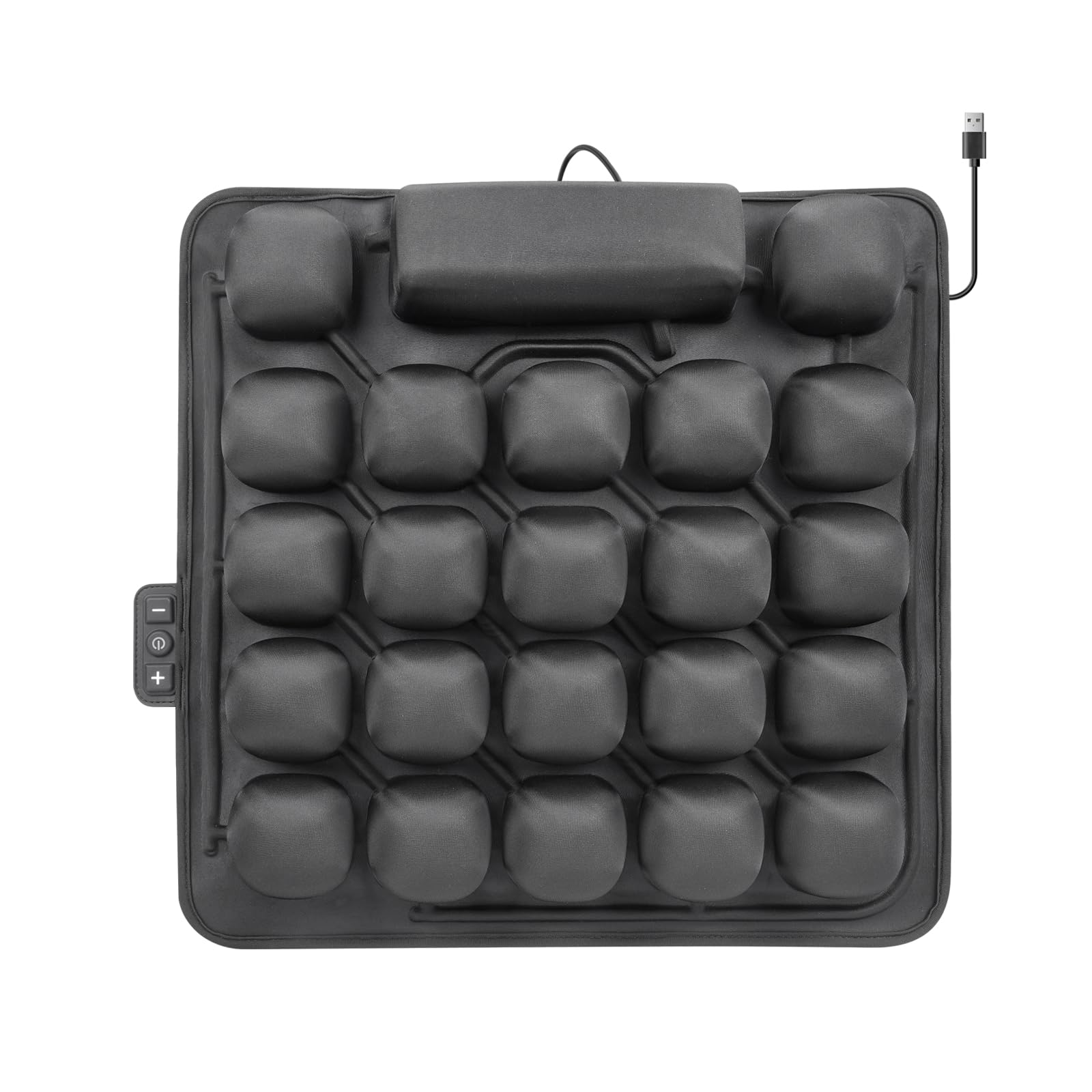 Automatic Inflatable Seat Cushion - Air Pads for Tailbone Pain Relief, Ideal for Office Chairs, Car, Airplanes, Travel & Wheelchairs (Black 17.7x17.7 Inches)