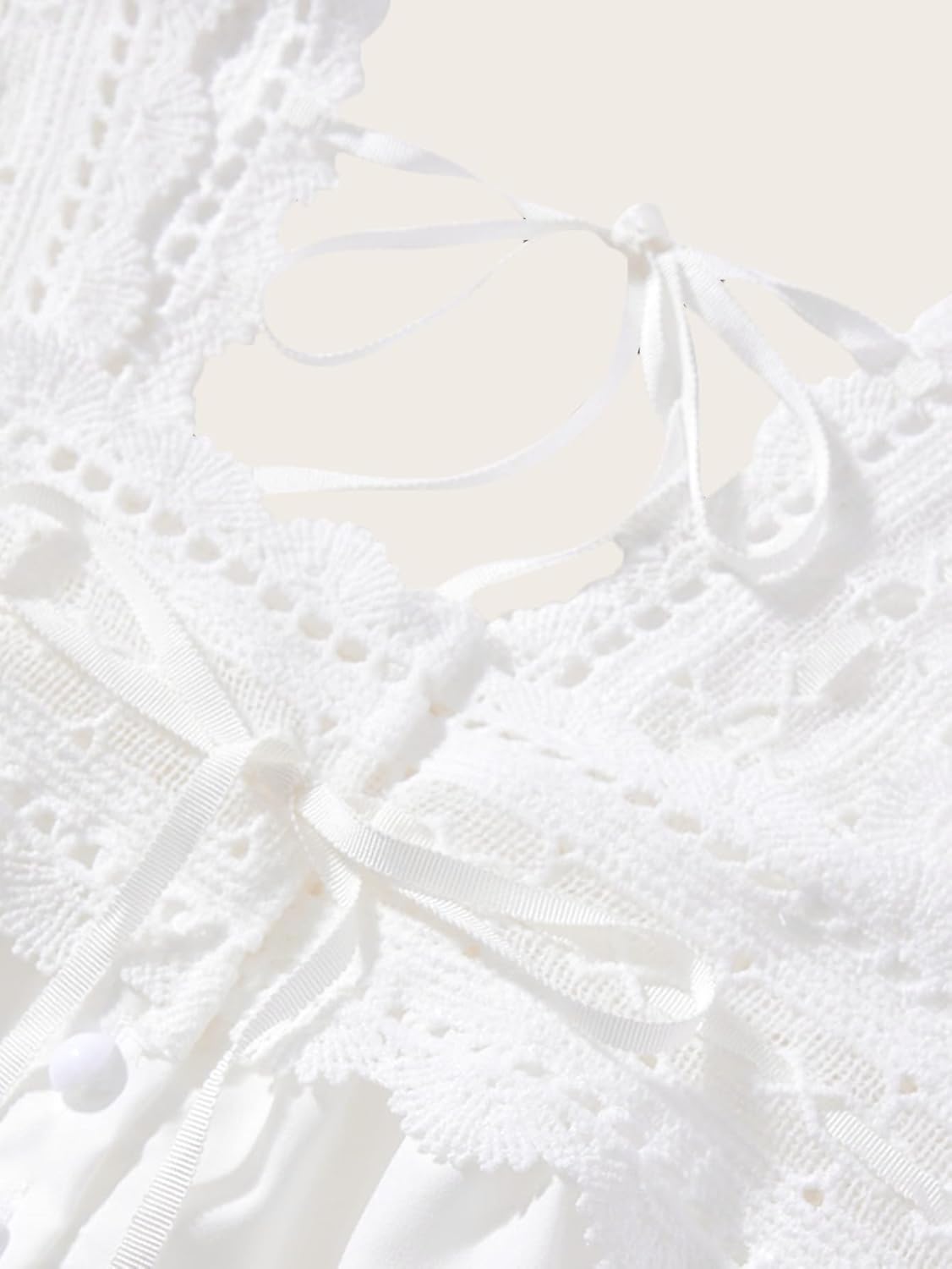 Women's Summer Lace Tie Front Tops Cute Button Down Square Neck Going Out Blouse - Image 3