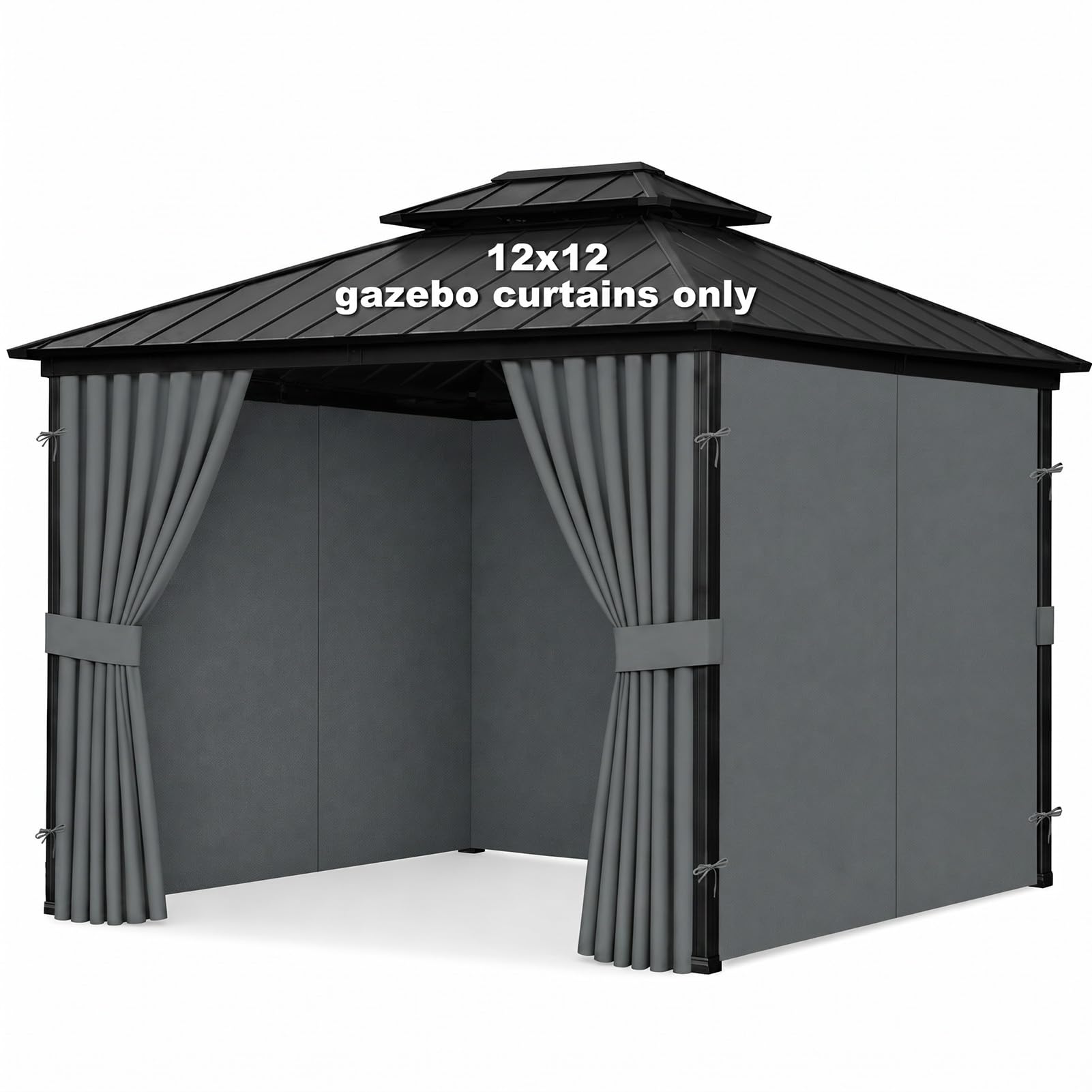 12'x12' Gazebo Curtains Outdoor Waterproof, 4-Panels Sidewalls with Zipper, Universal Replacement for Patio Privacy Screen(Only Curtains)-image-21