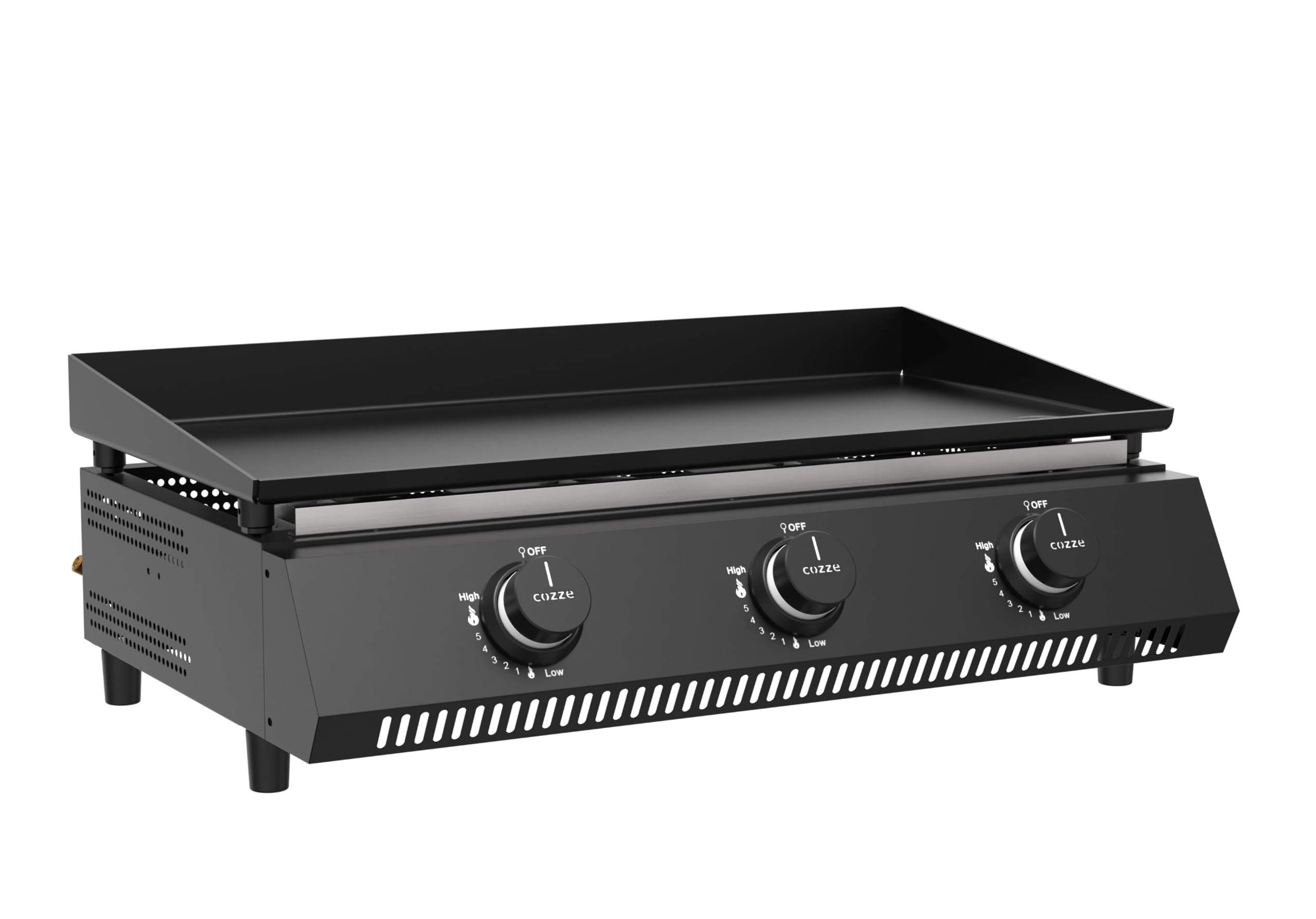 Cozze® G-700 Plancha Grill Tragbar mit 3 Brennern (50 mbar) - DE+AT inkl. Regler und Fettauffangbehälter | Kleiner Grill für Balkon Terrasse Garten | Mini Gasgrill für Zuhause Camping