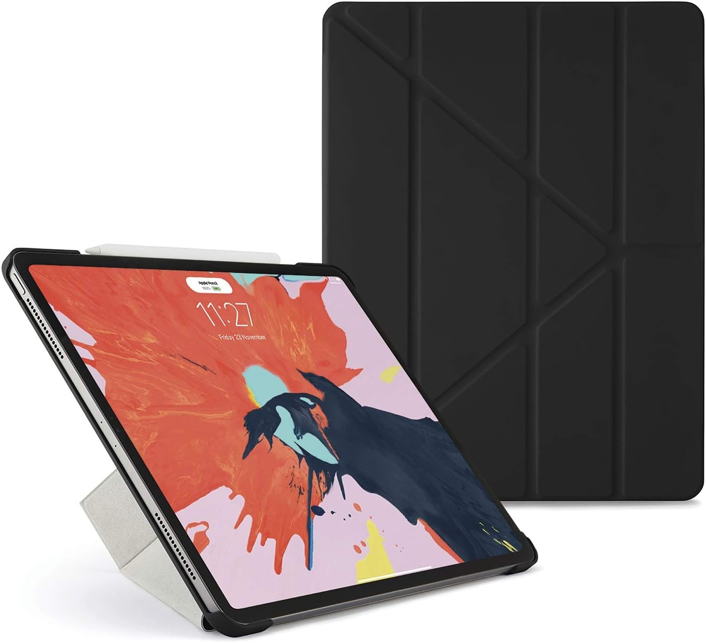 Pipetto Origami iPad Case Pro 12.9" (2018) with 5 in 1 stand & auto sleep / wake function Black