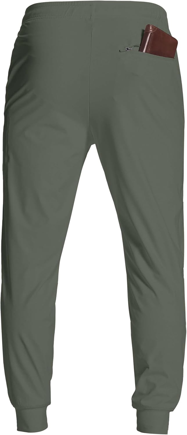 Men's Athletic Joggers with Zipper Pockets Stretch Track Pants Workout Running Gym Golf Sweatpants for Men