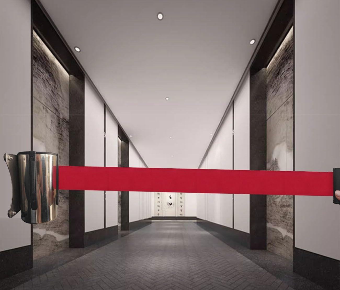 2/3/5 M Crowd Control Retractable Belt Barrier Magnetic Retractable Wall Barrier Suitable for Adsorption on Thick Iron Wall Doors(3M/9.8FT)