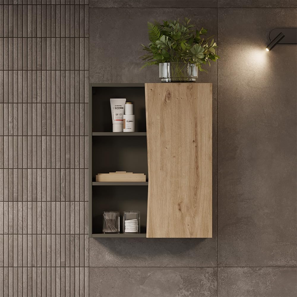 Vicco Armario de baño Willow, Artesano, 56 x 70 cm con 3 Compartimentos Abiertos, Apto para Montaje en Pared y para Diferentes tamaños de baño