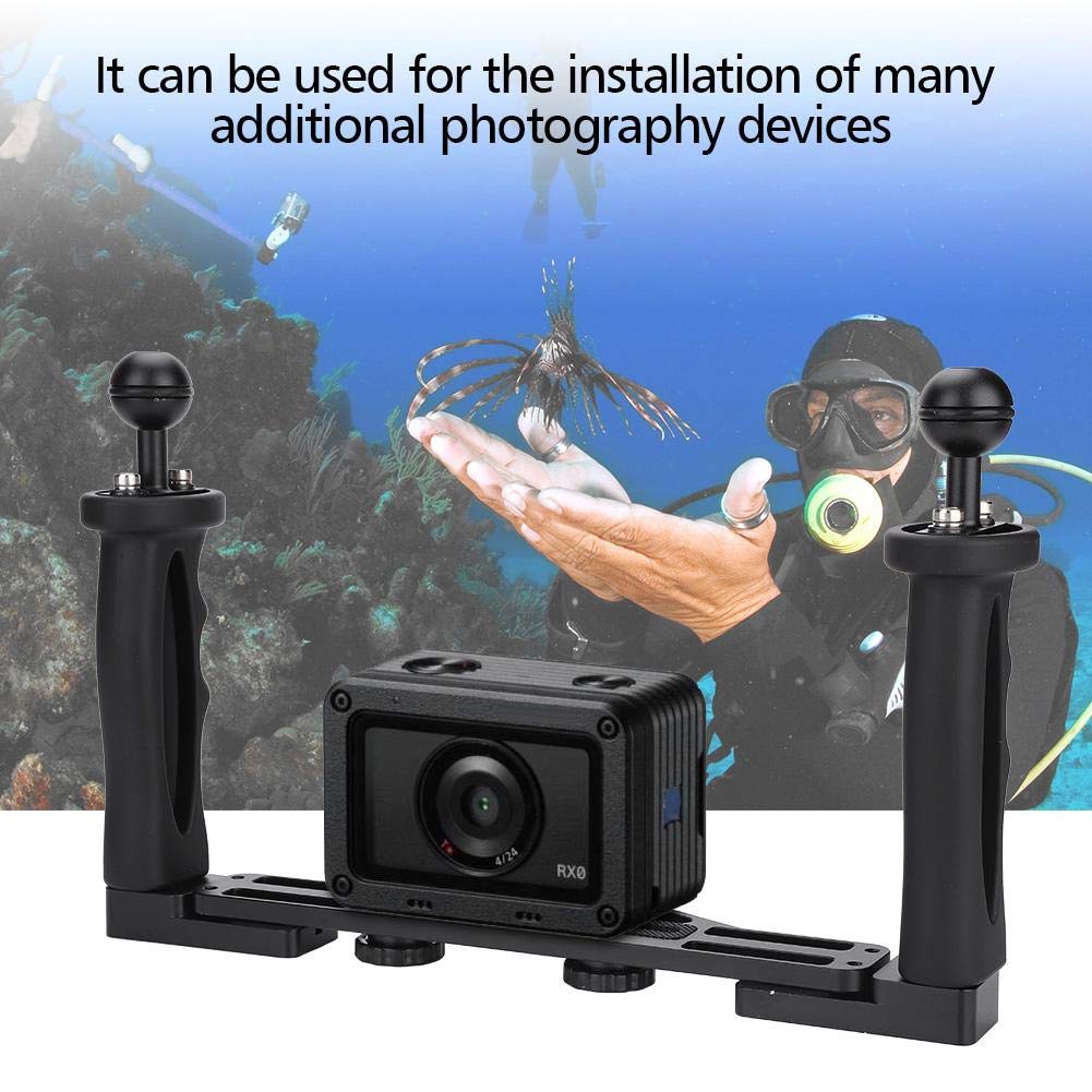 Dual Handheld Stabilisator Camera Unterwasser Handgriff Kamera Dual Handle Grip Unterwasserkamera Tray Aluminiumschale mit Zwei Griffen für Gehäusezubehör für Unterwasserkameras