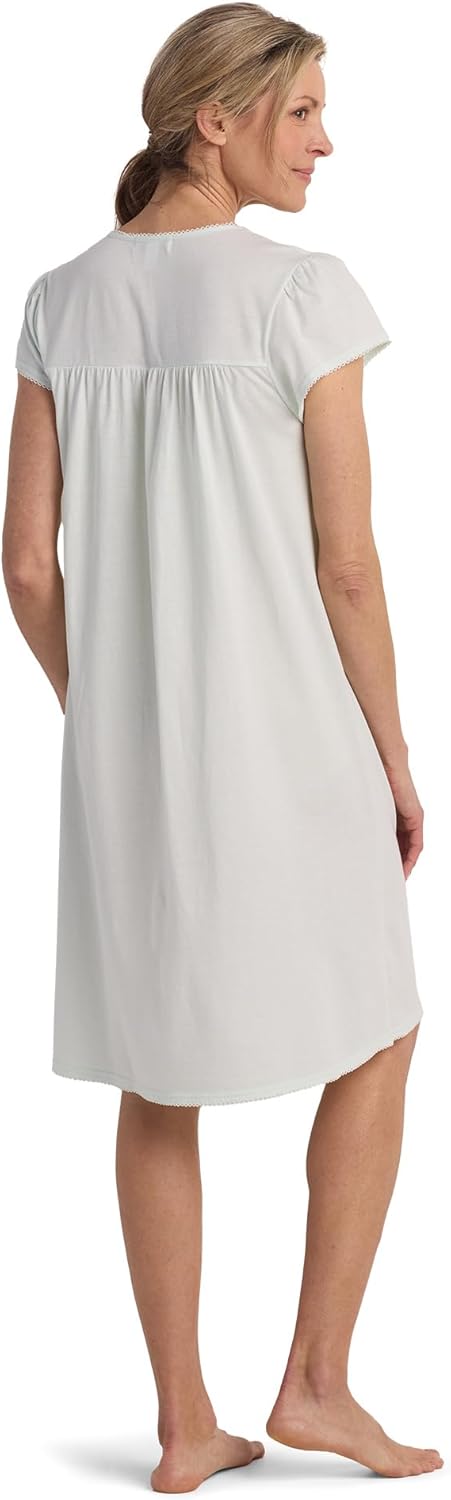 Miss Elaine Women's SilkyKnit Short Nightgown, Short Sleeves, Sleepwear and Loungewear - Image 2
