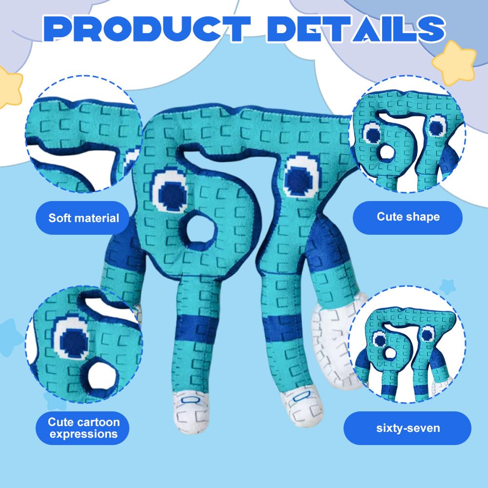 Steal a Brainrot Plush Italian Brainrot Figures Toy Soft Brainrot Plush Toy for Game Fans Tralalero Shark Plush Funny Toy Collectible Plushie Stuffed Animal Doll Gifts for Kids Adults (67 Plush Toy) - Image 3