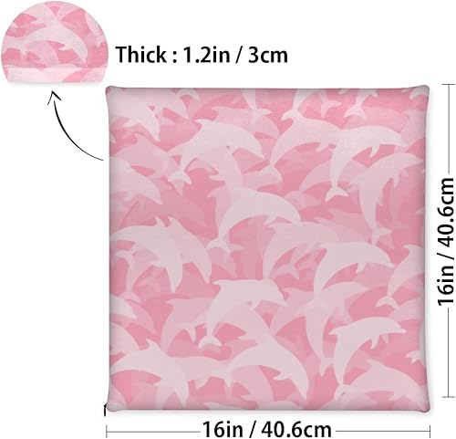 Miniatura 3 de Bardic Paquete de 1 cojín para silla, de espuma viscoelástica de delfines rosados, cojines cuadrados extraíbles para sillas de cocina, comedor,