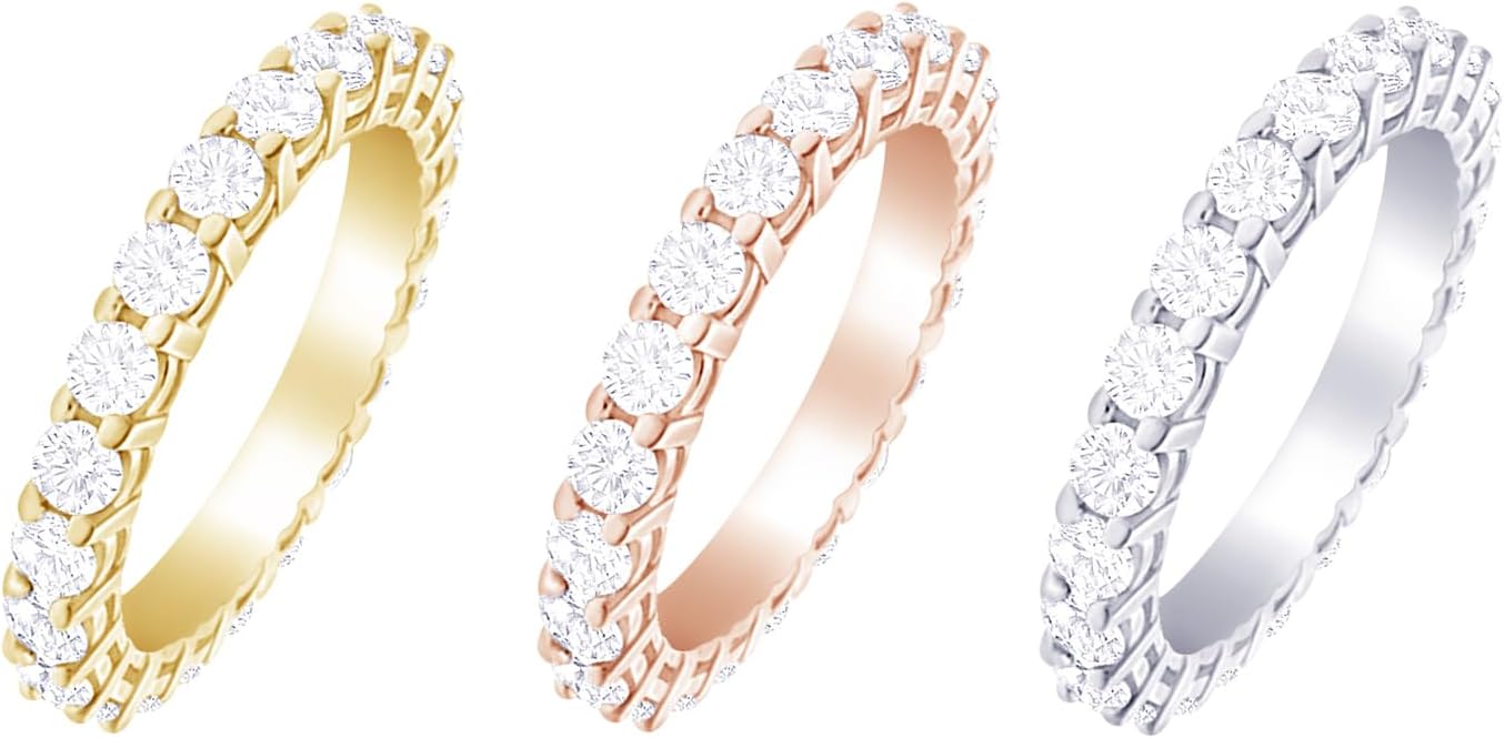 Houston Diamond District 1-10 Carat LAB GROWN Diamond Eternity Wedding Anniversary Stackable Ring Band for Women Ultra Premium Collection (E-F Color VS2-SI1 Clarity) - Image 5