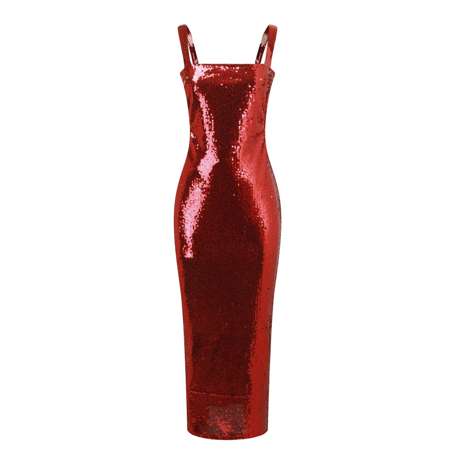 Vestido Largo de Noche Elegante para Mujer con Detalles de Lentejuelas y Diseño Ajustado sin Mangas para Ocasiones y Eventos Formales