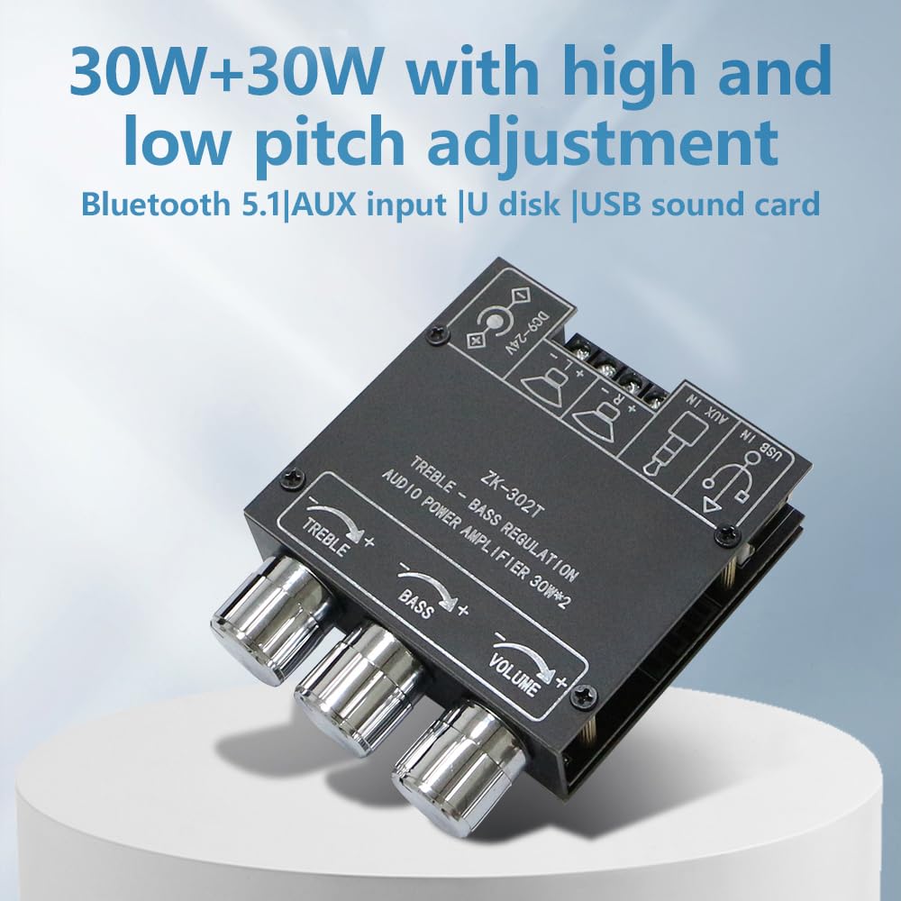 Amazon.co.jp: LINBE 30Wx2パワーアンプ、ZK-302T 2.0 30WX2 BT 