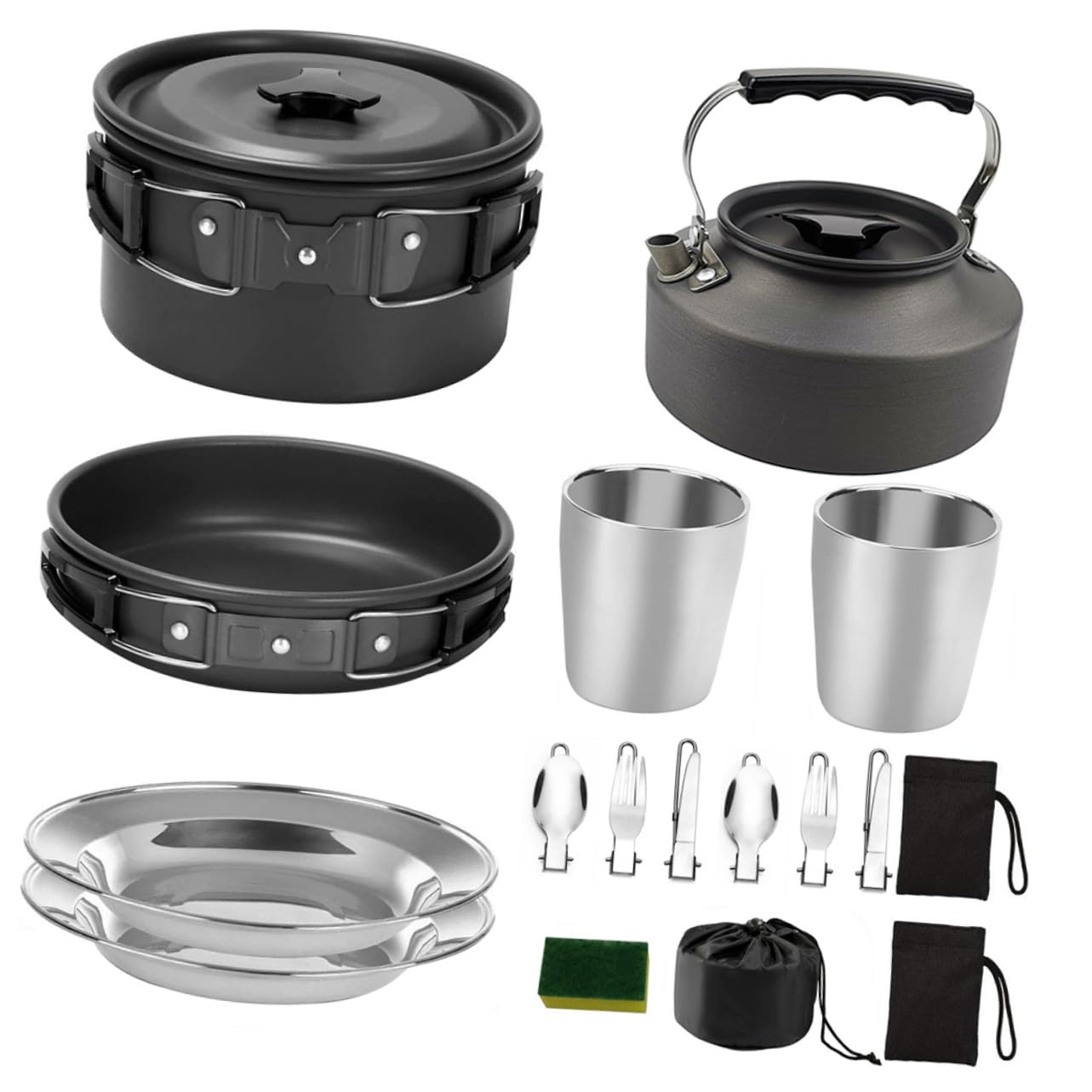 BESPORTBLE Cuisson pour Barbecue avec Plaque De Cuisson Et Vaisselles Pratique pour Camping Et Randonnée