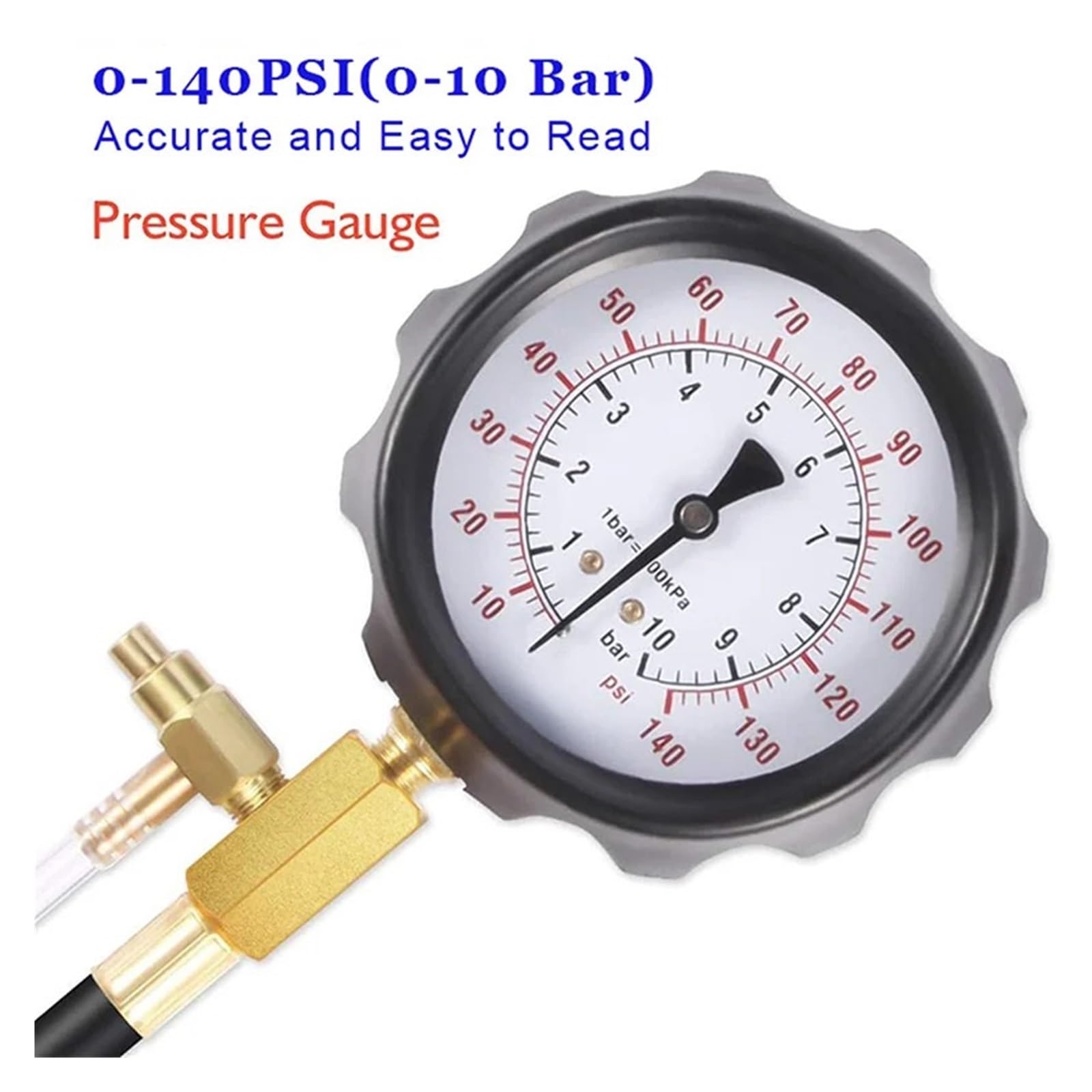 Kit Di Strumenti Diagnostici For Misuratore Pressione Della Pompa Iniezione Del Carburante 0-140PSI, Set For Tester For Benzina Motore For La Maggior Parte Delle Auto Abbastanza Accurato(With Box02)
