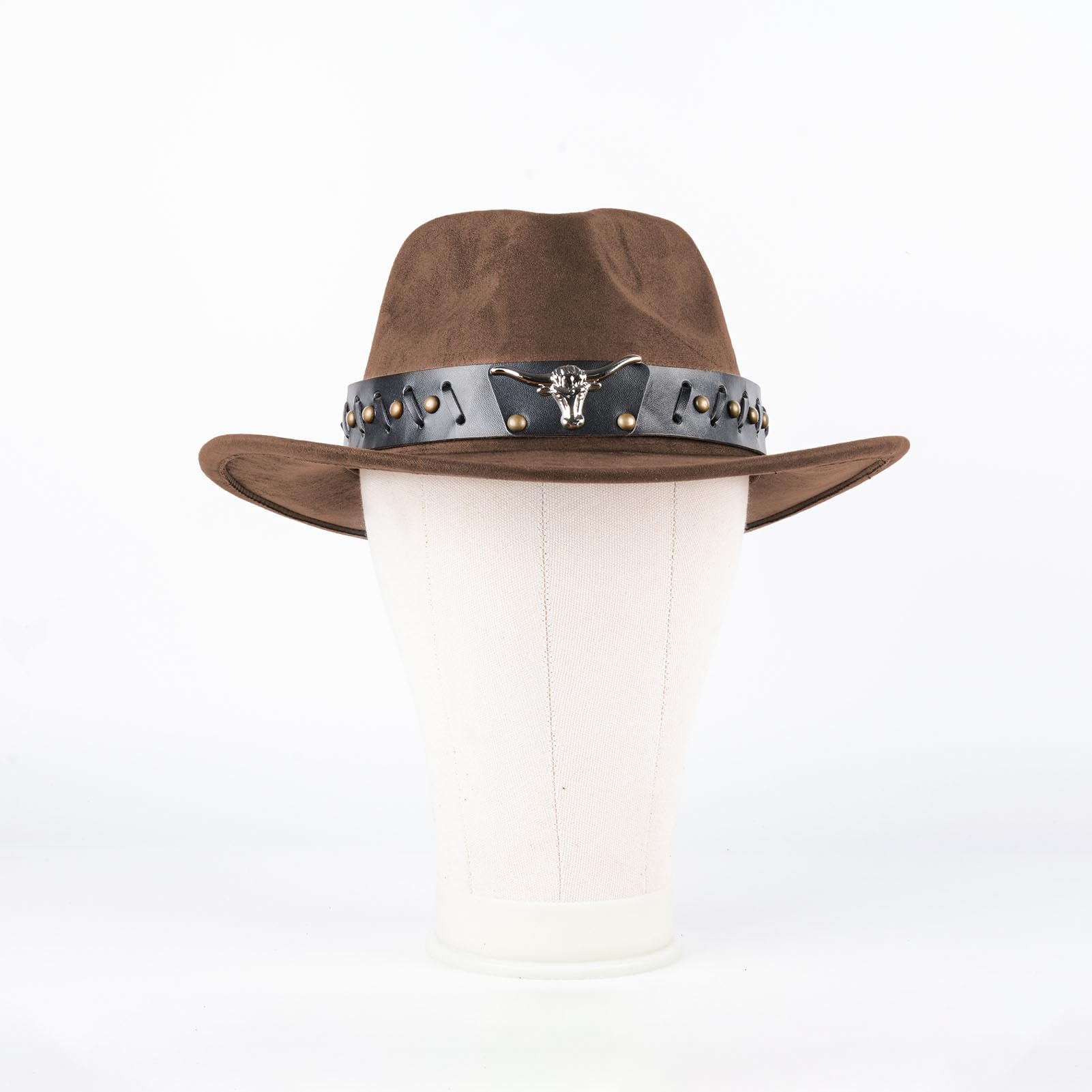 Aegistus Cappello da cowboy unisex per uomo e donna – Cappello western con ampia pelliccia sintetica e chiusura con fibbia – cappello da rodeo per attività all'aria aperta marrone, caffè