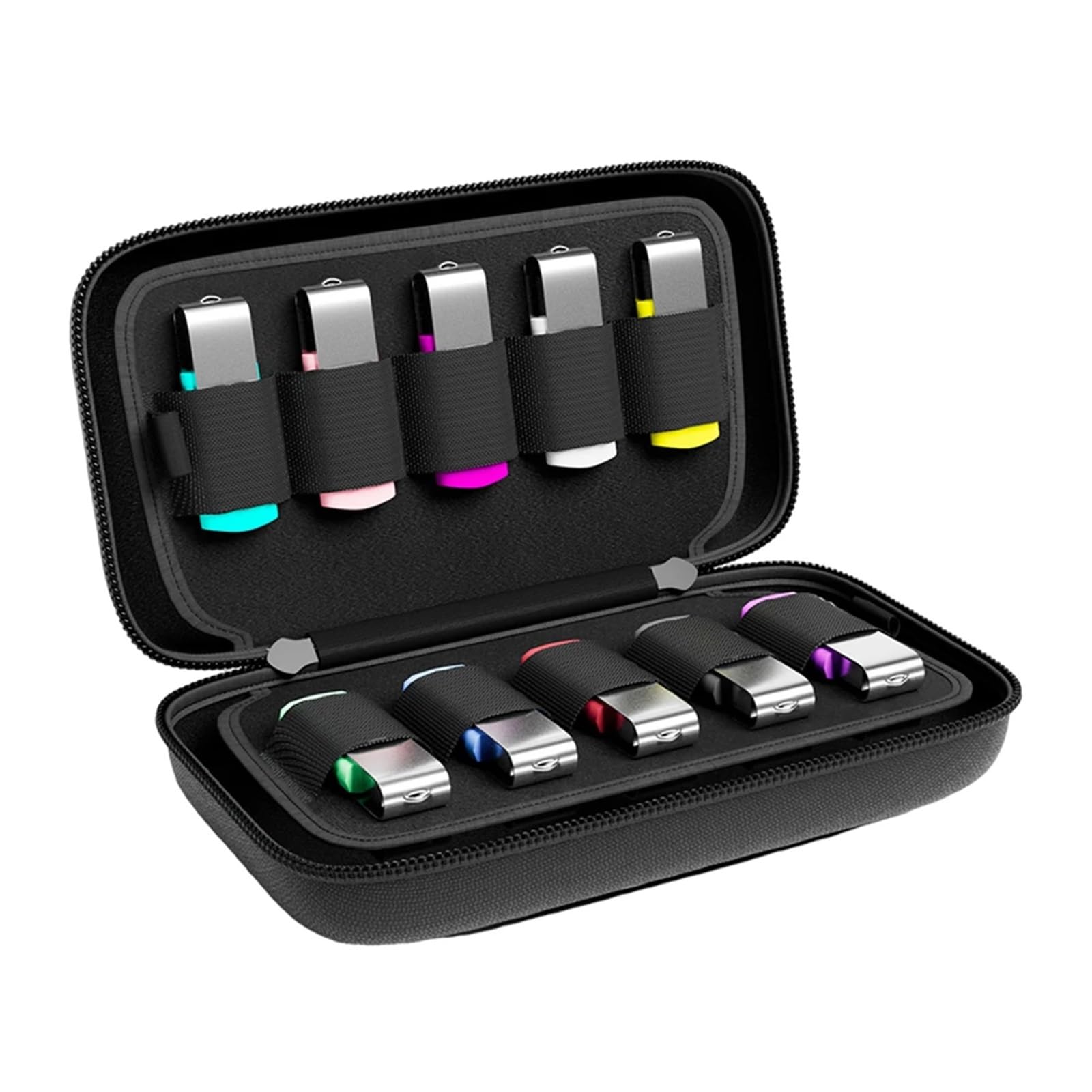 Estuche de almacenamiento para disco duro con 20 ranuras para unidad flash USB, soporte duro de EVA, organizador de pulgar de nailon a prueba de golpes, color negro
