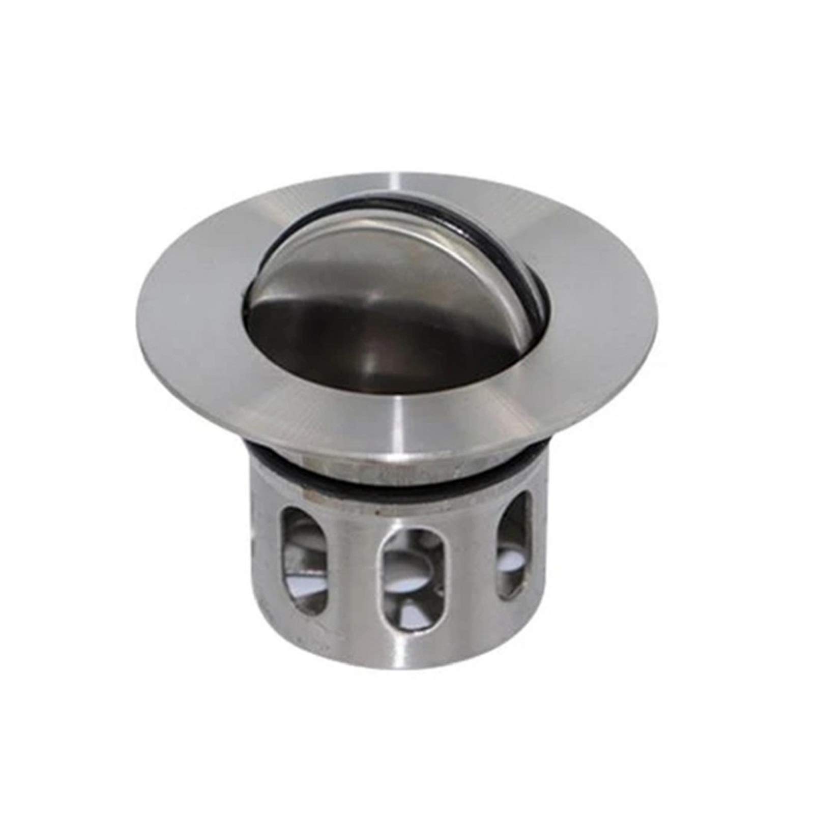 TIREOW® Universal Wash Basin Bounce Drain Filter, No Overflow Rebound Bathroom Sink Drain Plug with Basket, Universal Anti-Clogging Kitchen Bathroom Sink Drainer