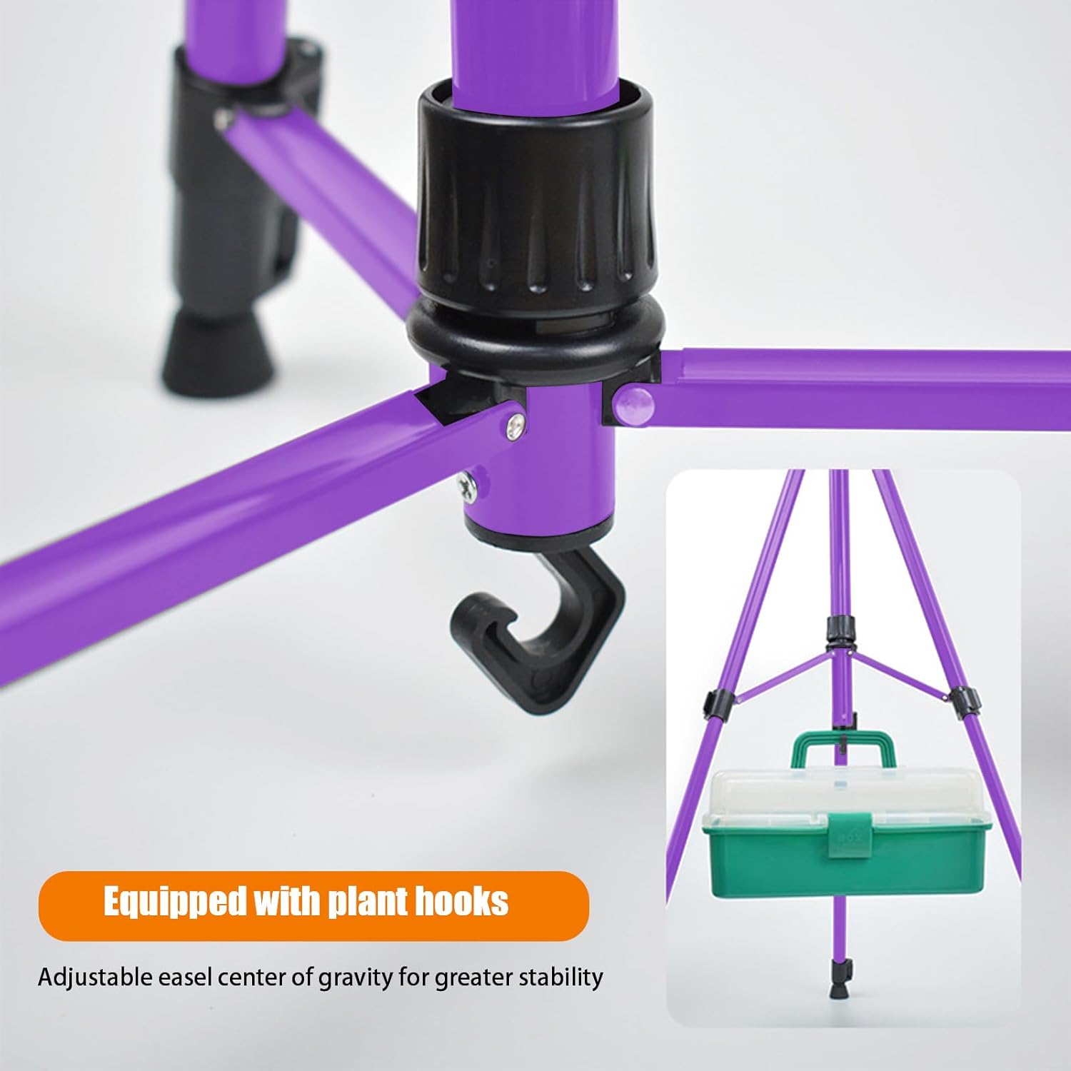 Easel for Painting, Portable & Foldable Easels Stand, Height-Adjustable 22'' to 62'', Equipped with Tray, Water Bucket Hook, Spirit Level, Compass & Carrying Bag for Art Display,Travel - Purple