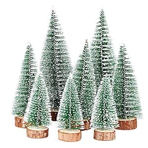 FLOFIA 8STK Weihnachtsbaum Mini Künstlich 3 Größe Miniatur Tannenbaum Grün Mini Christbaum Tree Klein Weihnachtsdeko Figuren 10/15 /20 cm