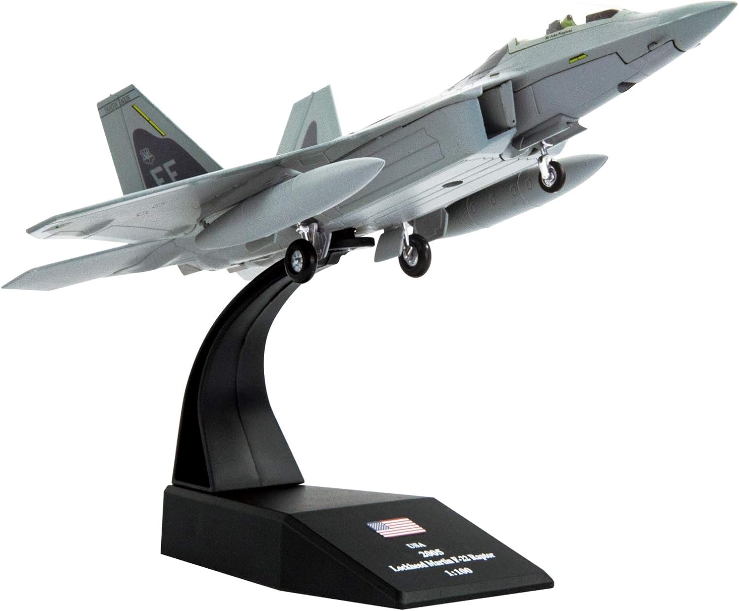 Lose Fun Park 1:100 F-22 Raptor Fighter Attack Diecast Airplanes Military Display Model Aircraft for Collection