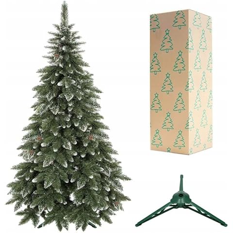 Árbol de Navidad SPRINGOS con piñas reales y efecto invernal de 220 cm Cover