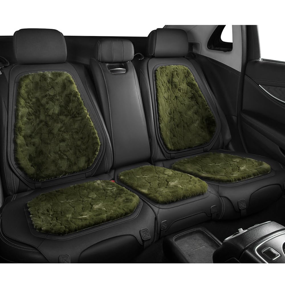 Alfombrilla de Felpa para Asiento de Coche, Funda de Asiento Universal Gruesa de Invierno para Land Cruiser Prado J150 5-Seat 2013-2017, con Parte Inferior Antideslizante, 9 Piezas,C-Green
