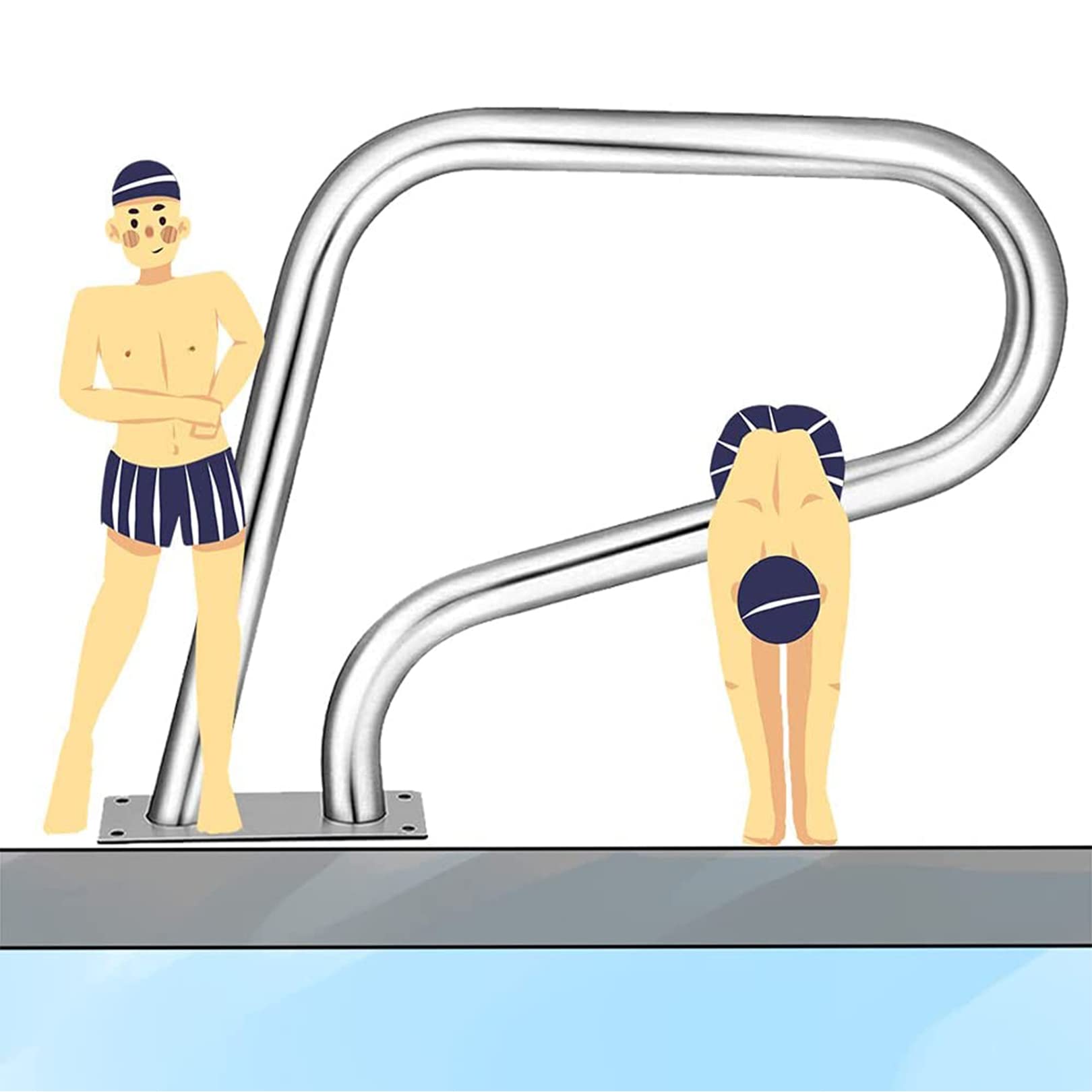 Garde-Corps de Piscine Premium en Inox 304 avec Platine de Fixation Renforcée