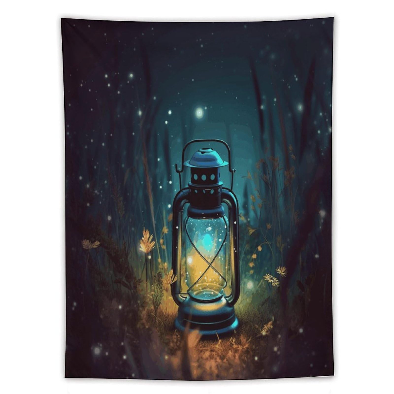 MUSM Fireflies And Lantern Tapestry with Installation Kit Personalized Wall Tapestry Aesthetic Tapestries Backdrop Banner Wall Art Hanging Decor for Home Picnic Beach Blanket 60"x80"