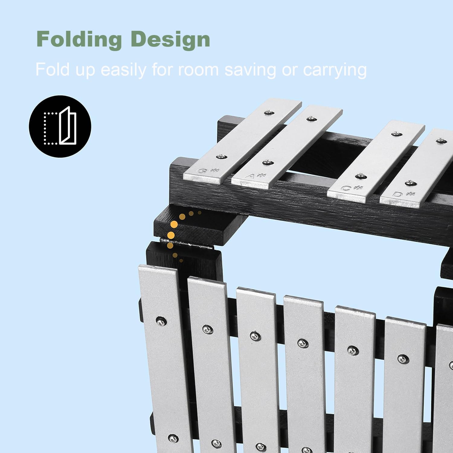Kit Campana Xilofono Glockenspiel a 30 Note,Glockenspiel Pieghevole con 2 Bacchete e Borsa, Strumenti a Percussione Xilofono Glockenspiel Professionale per Adulti e Studenti