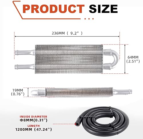 Vista 60 de BARTOO Kit universal de enfriador de aceite de transmisión de 5/16 pulgadas, kit de enfriador de aceite de aleta y tubo de 6 pasos de aleación