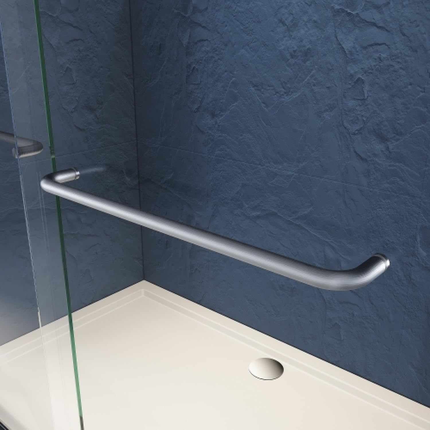 Geelife Sliding Glass Tub Door 56-60 in W x 62 in H Brushed Nickel Semi Frameless Double Bathtub Door Thick Clear Tempered Glass 304 Stainless Steel Handles