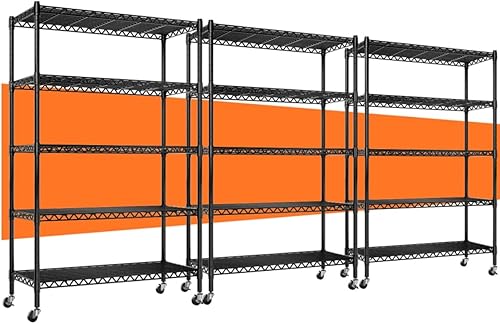REIBII Estantería de alambre de 73 pulgadas, estantería de metal de 5 niveles, capacidad de 1780 libras, estantes de alambre ajustables para