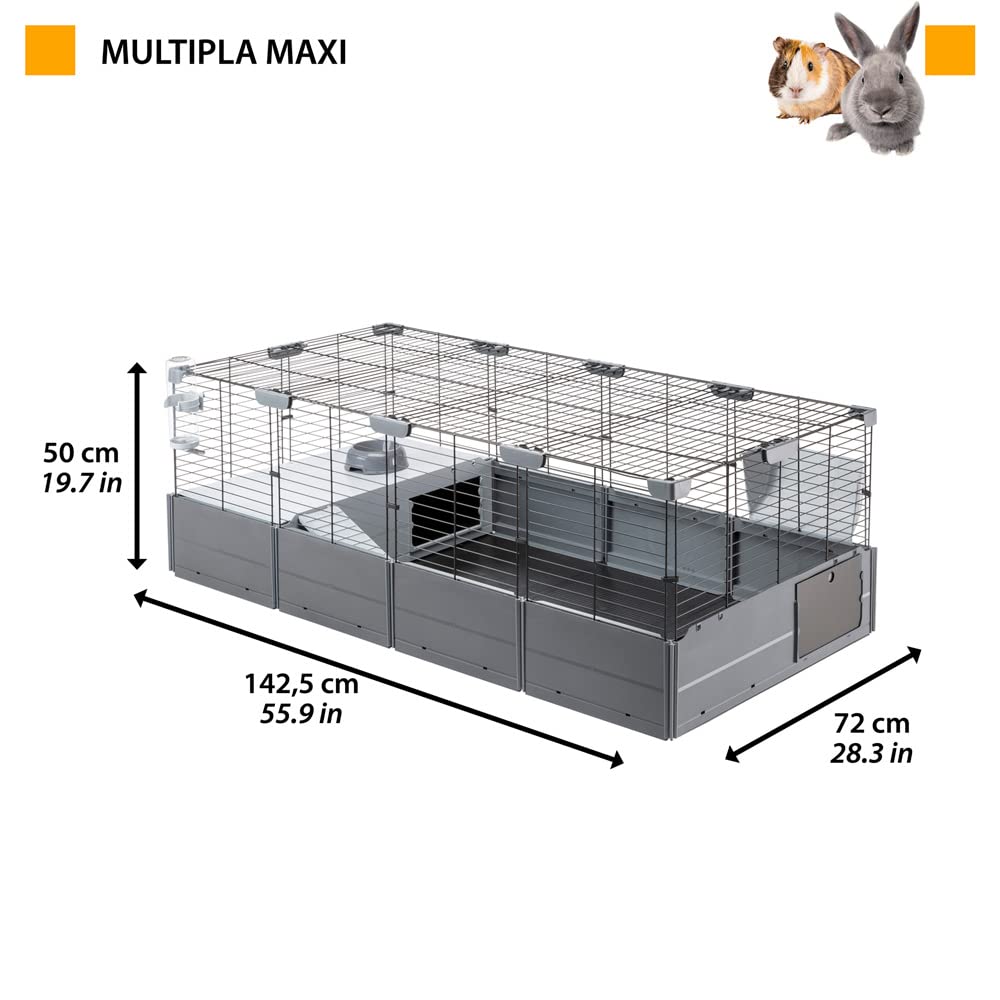 Ferplast Modułowa klatka dla królików świnek morskich MULTIPLA MAXI, mała klatka dla zwierząt domowych, z akcesoriami, czarna