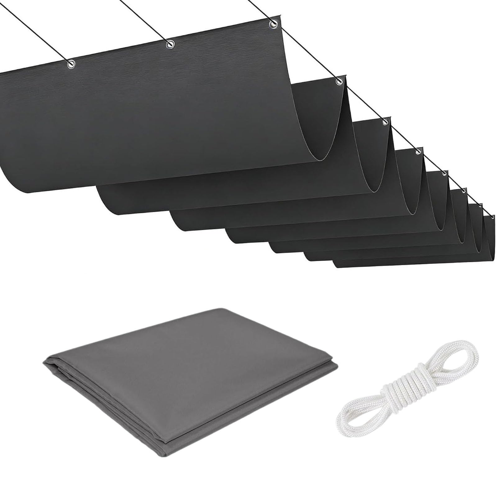 Voile d'ombrage imperméable anti-UV rétractable gris foncé 200x550