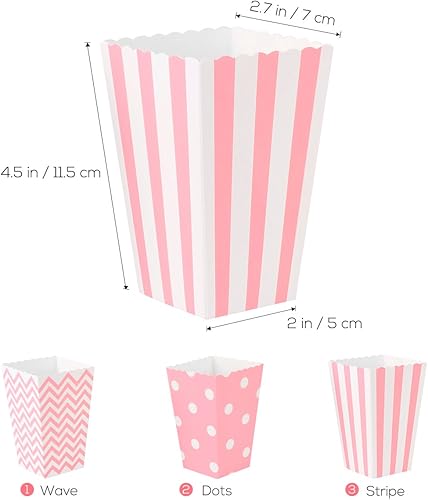 Miniatura 5 de 48pcs Palomitas Cajas Cartón Caramelo Contenedor Rugby Stripe Wave Dot Patrón Deco1