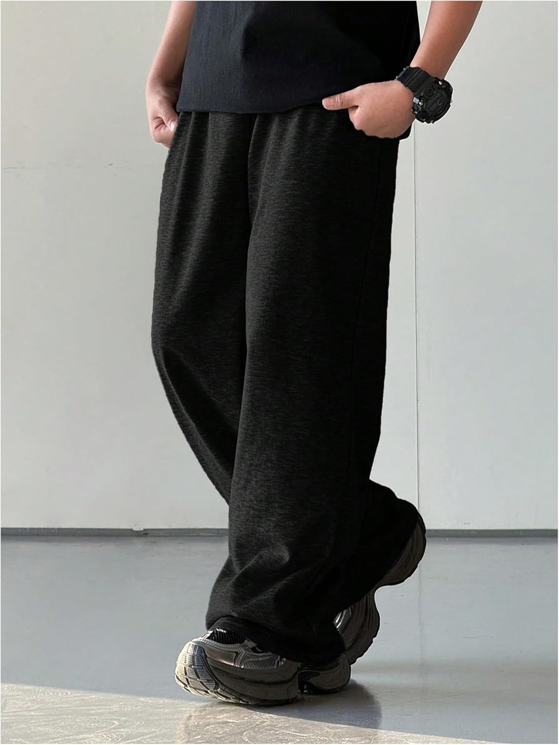 Boy's Baggy Sweatpants Wide Leg Elastic Waist Casual Track Pants with Pockets Sweat Pants Joggers - Image 3