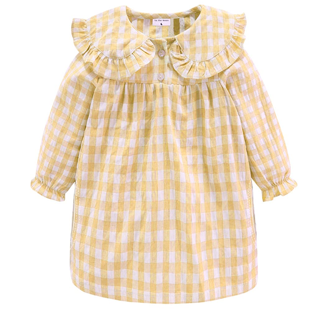 Mud Kingdom Muchachas Vestido a Cuadros con Cuello Vuelto de Manga Larga