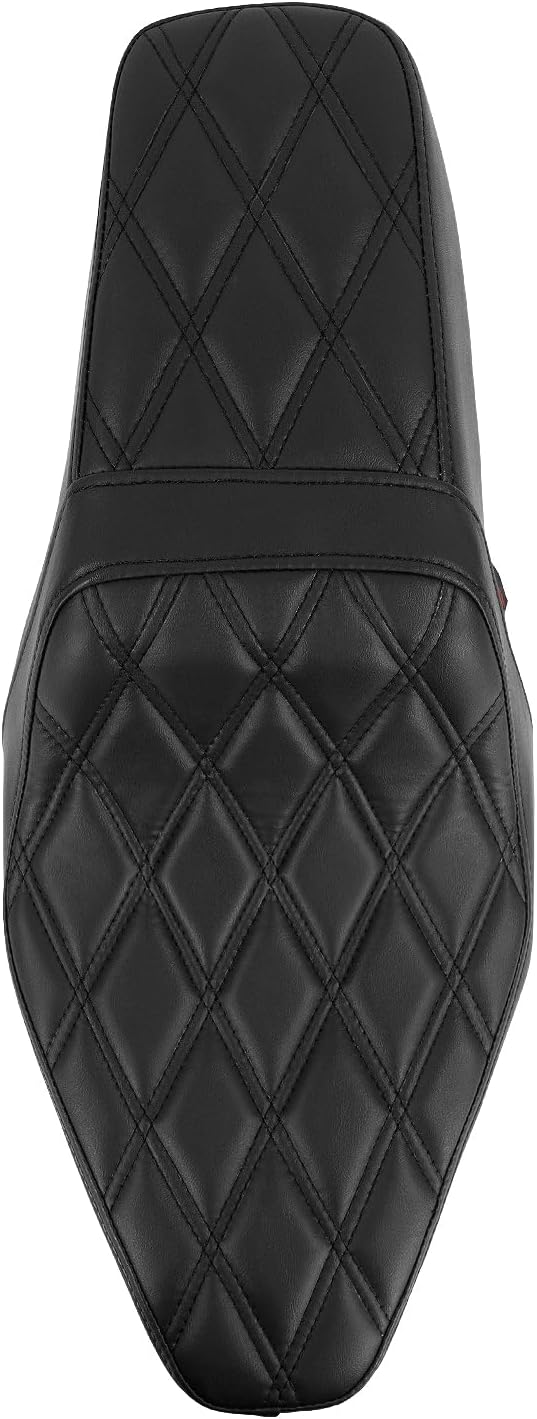 One-Piece Rider Passenger Seat Ergo-Drop Motorcycle Seat Diamond Pattern Compatible with CMX 300 CMX 500 Rebel 300 Rebel 500 2017-2024 (Black Stitching,Diamond Pattern)