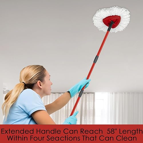 Miniatura 5 de Kit de trapeador giratorio, compatible con el sistema Ocedar de 1 tanque con trapeador triangular, el juego de trapeador giratorio incluye mango