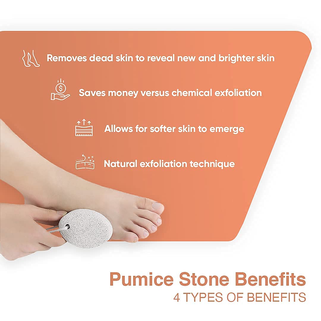 store NAIDEV Natural Pumice Foot Tool Stone Foot Scrubber, 2 Pack, White & Grey, Classic Style 3