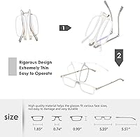 Vista 9 de SKYOAK Evolved Folding Reading Glasses For Women Men Blue Light Blocking Anti UV Eyestrain Foldable Portable Compact Readers with Flat Hard Case