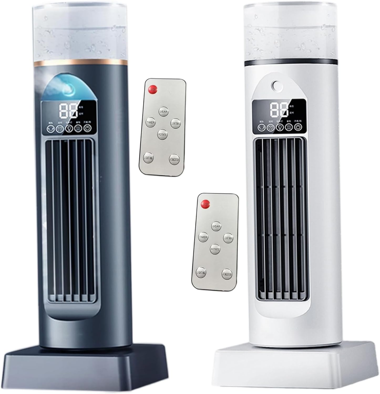 Air Cooling Fan, 2-in-1 6 Wind Speeds Tower Fan with Humidification, 120° Oscillating, 6H Timer, Silent, LED Display Portable Air Conditioner with Remote for Bedroom Living Room Office, White..