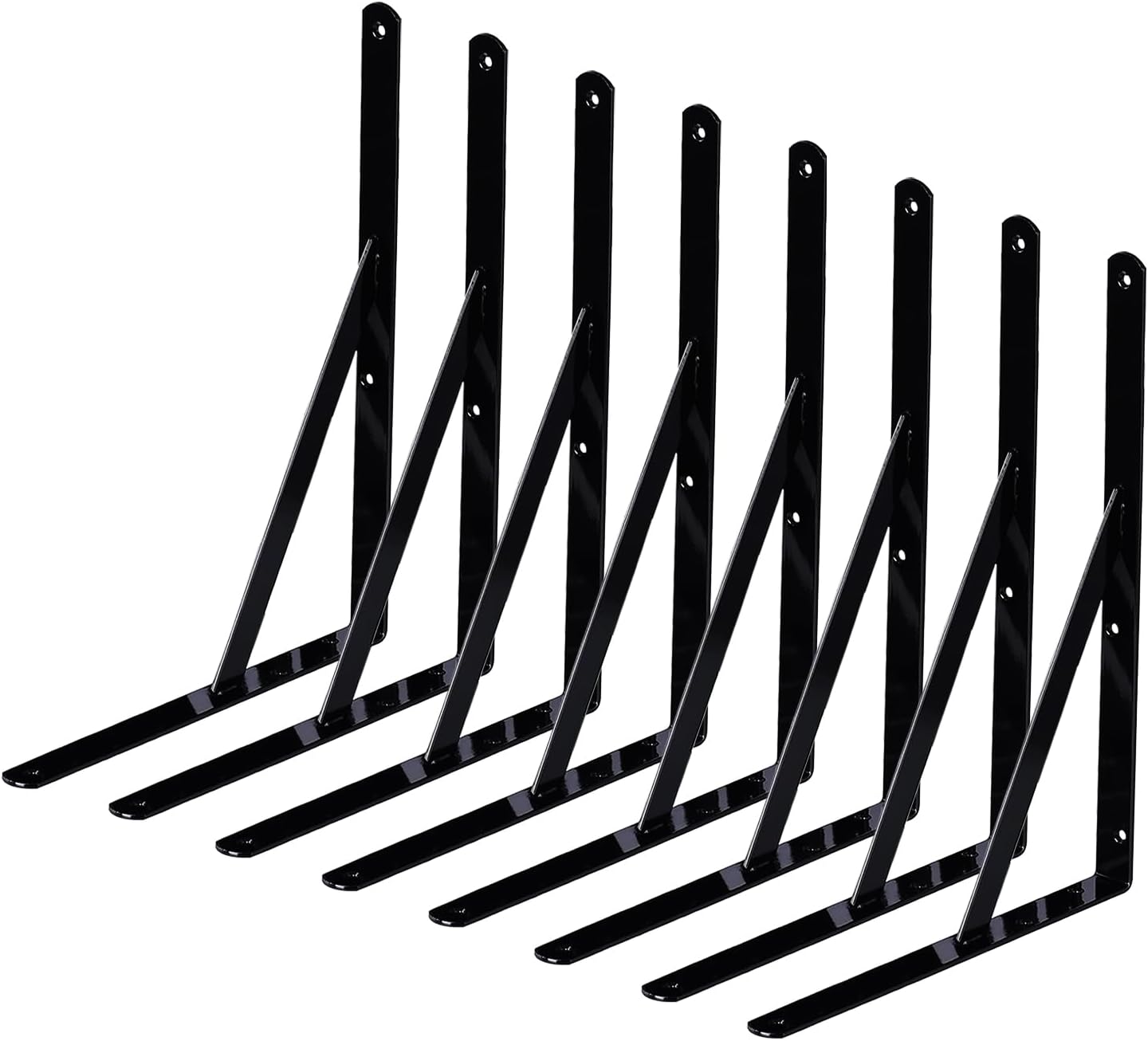 Shelf Brackets 8 Pack 18 inch Heavy Duty Metal L Brackets for Shelf 18"x12" Black Iron Wall Mount Screw Included