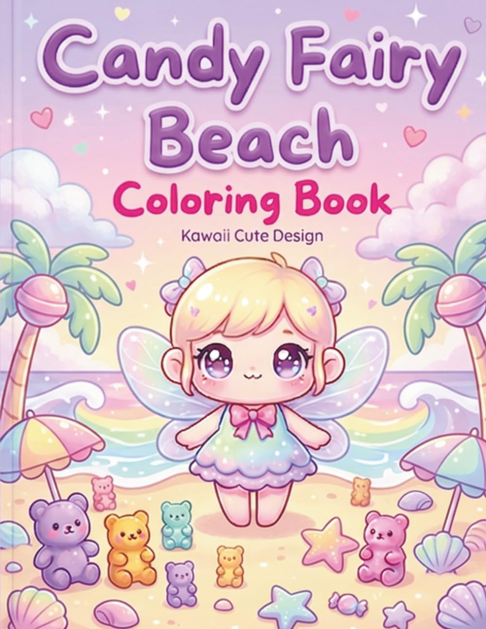 Candy Fairy Beach Coloring Book for Kids Ages 2-7: 40 Adorable Kawaii Beach Fairies Coloring Pages with Thick Lines for Toddlers and Young Children