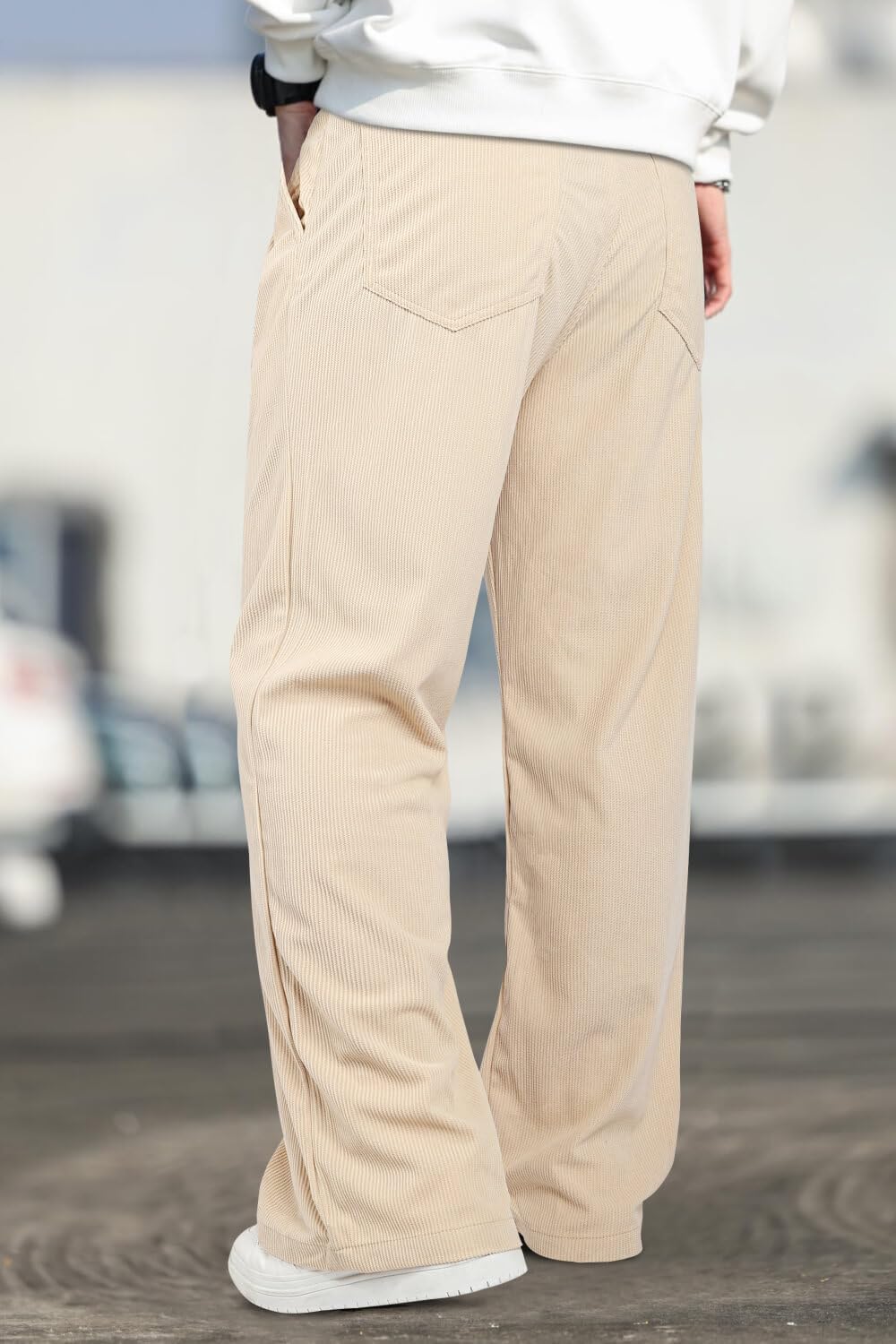 Mens Baggy Corduroy Pants Vintage Casual Pants for Men with Belt Loop - Image 7