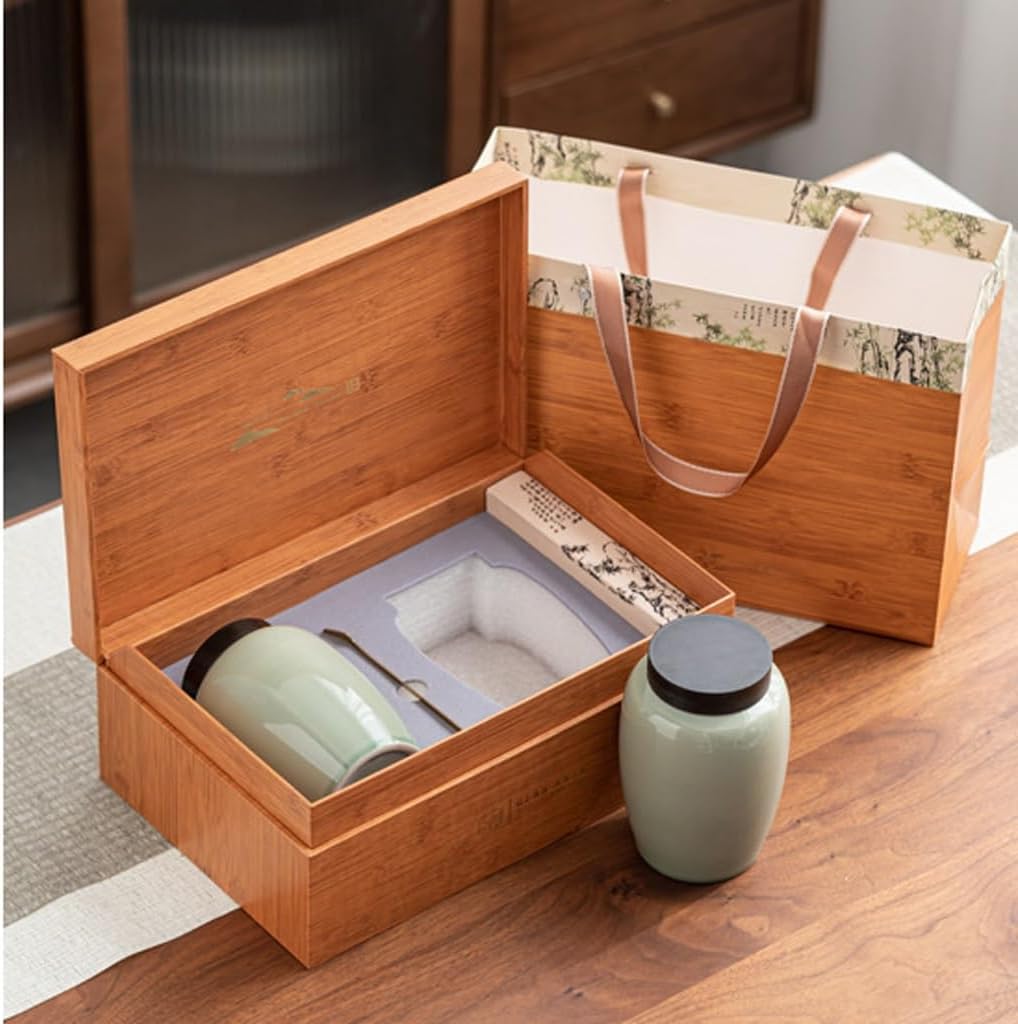 SONGCHAO Sugar Jar Chinese Tea Jars, Ceramic Storage, Universal for Green and Black Tea Canister(A)