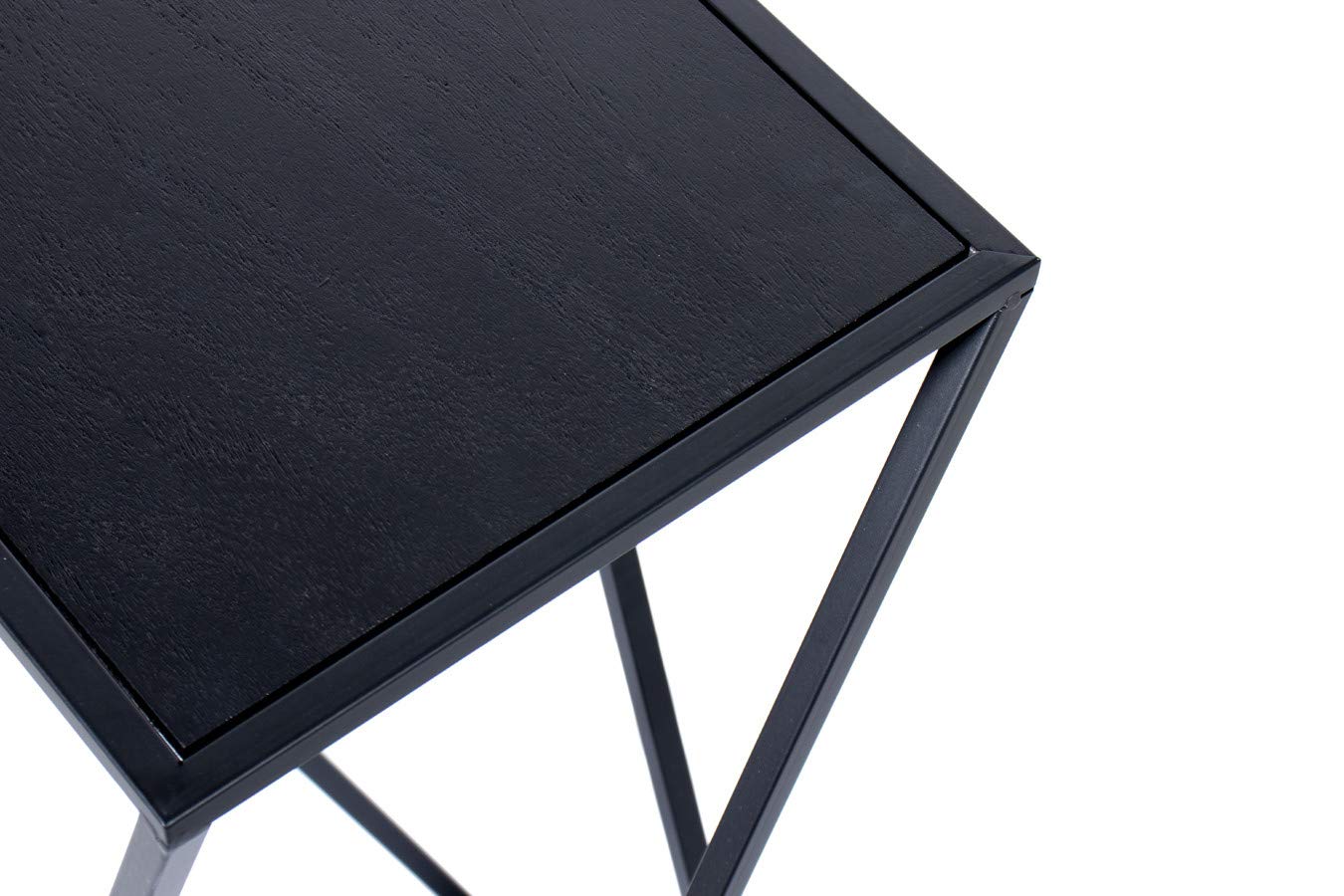 Lot De 2 Tables Appoint Bois Foncé/noires DIXIE