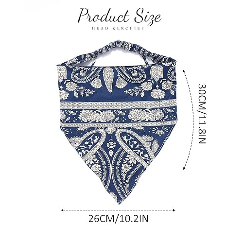 Miniatura 3 de Catery Pañuelo elástico floral para el cabello, diadema bohemia, turbante, diadema triangular, bandana vintage para el cabello, accesorios para el