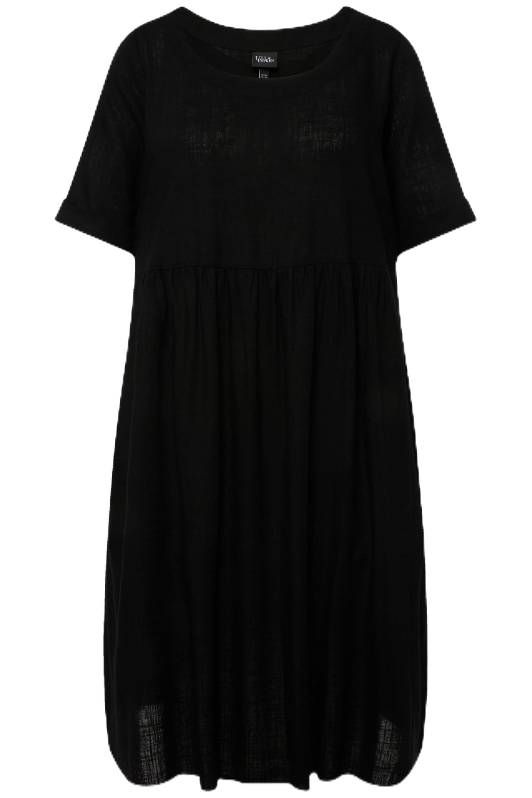 Ulla Popken Damen große Größen Übergrößen Plus Size Kleid, Leinenmix, A-Linie, Rundhals, Halbarm 829837